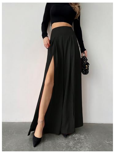 SweatyRocks Women's Split Thigh Wide Leg Pants High Waisted Beach Vacation Trousers3