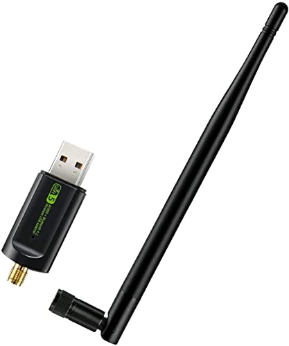 Image of VNJ WiFi USB Bluetooth Adapter with Antenna, 600Mbps Dual Band 2.4 /5Ghz, 2 in 1 WiFi Bluetooth4.2 Adapter Wireless Network External Receiver, Network Dongle for PC /Laptop /Desktop