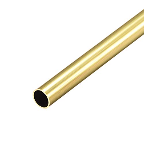 uxcell Brass Round Tube, 300mm Length 9.5mm OD 0.5mm Wall Thickness, Seamless Straight Pipe Tubing