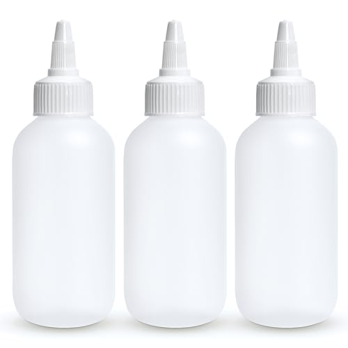BRIGHTFROM Condiment Squeeze Bottles - 4 OZ Squirt Empty Bottles, Twist Top Cap, Leak Proof - Great for Ketchup, Mustard, Syrup, Sauces, Dressing, Oil, Arts and Crafts, BPA-FREE Plastic - 3 PACK