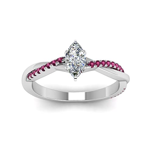 Image of 55Carat Choose Your Gemstone Dainty Infinity Twist Diamond CZ Ring Sterling Silver Marquise Shape Engagement Rings Everyday Jewelry Wedding Jewelry Handmade Gifts for Wife US Size 4 to 12