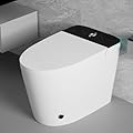 WinZo Modern Smart Toilet with Bidet Seat, Auto Open/Powerful Flush 1.28 GPF, Foot Sensor, Instant Warm Water and Dry, Night Light LED Display, White with Black Panel