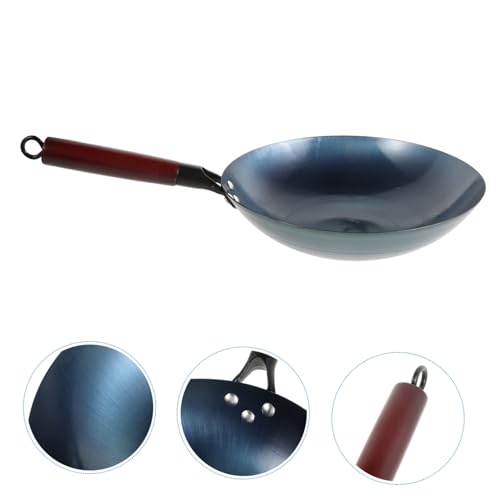 Wok de hierro con mango, antiadherente, para cocina y camping miniatura 7