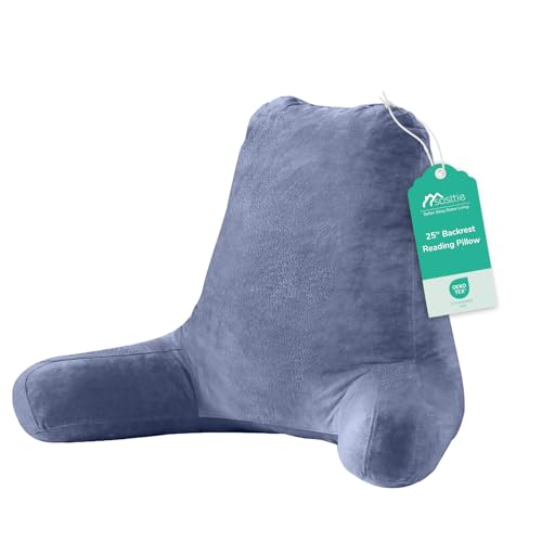 Image of Sasttie Reading Pillow for Bed, Back Pillow for Sitting Up, Grey Purple | 25 inch Backrest Support Cushion for Couch, Sofa, and Floor, Dorm Essentials, OEKO-TEX, Adjustable Down Alternative Fill