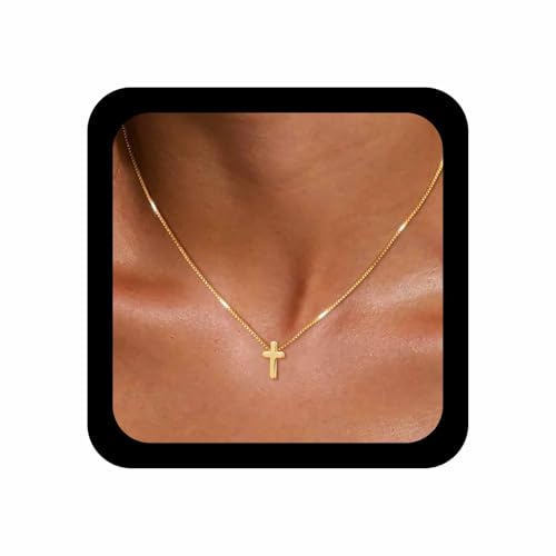 Cybche Vintage Collar De La Cruz Gargantilla Delicada Pequeña Cruz Colgante Collar Religioso Crucifijo Collares Minimalista De Oro Italiano Caja De Cadena Collares De Joyería Para Las Mujeres