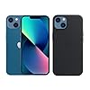 Apple iPhone 13 (128 GB) – Blau mit Leder Case mit MagSafe (für iPhone 13) – Mitternacht