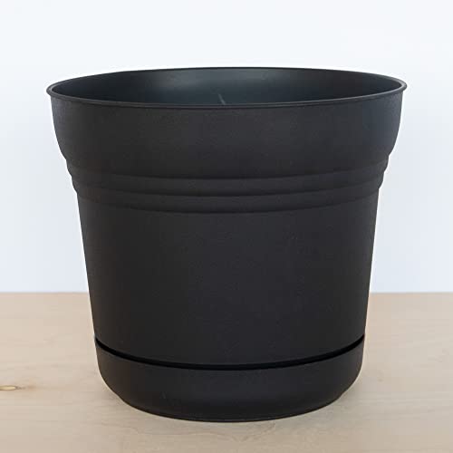 Bloem Saturn Planter With Saucer, 10", Black (Sp1000) #TOP6