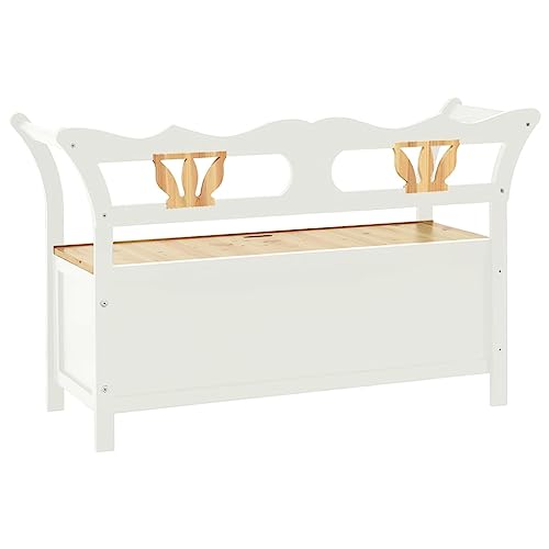Banc en bois de sapin massif avec dossier 107 cm et rangement - 6