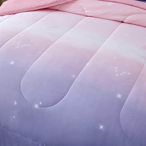 Image of Girls Comforter Set Twin XL /Full Size Colorful Ombre Pink Purple Rainbow Bedding Set Bed in A Bag for Kid Teen Girls 7 PC (1 Comforter, 1 Flat Sheet, 1 Fitted Sheet, 2 Pillow shams, 2 Pillowcases)