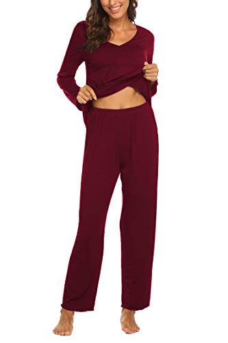 MAXMODA-Damen-Pyjama-Set-Schlafanzug-Langarm-und-Kurzarm-Nachtwaesche-Zweiteiliger-Lang-Hose-und-Tops-Weich-Damen-Lounge-Sets-S-XXL
