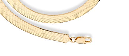 Miabella Solid 18K Gold Over Sterling Silver Italian 10Mm Flat Herringbone Chain Necklace For Women Men, 925 Made In Italy (Length 17 Inches (X-Small)) #TOP3