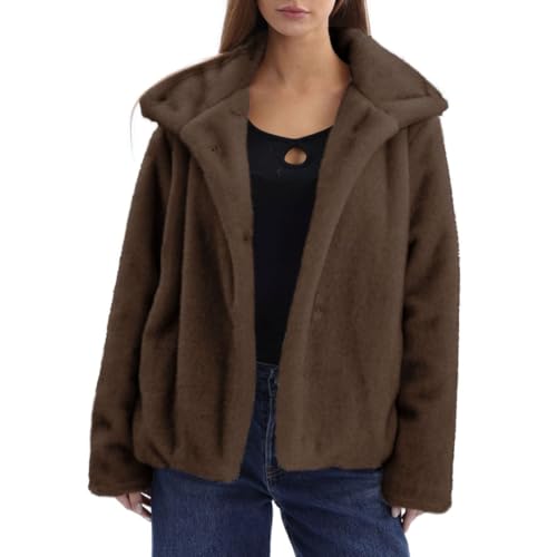 Amazhiyu Women's Faux Fur Coat Winter Long Sleeve Stand Collar Jackets Warm3