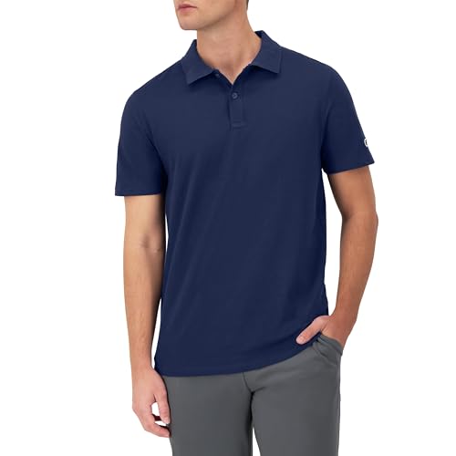 Champion Mens Shirt, Athletic for Men, Lightweight Polo, C Logo, Athletic Navy with Taglet, Medium US