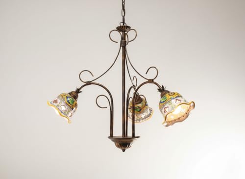 Lustre en fer forgé 3 lumières hauteur réglable pour grand séjour