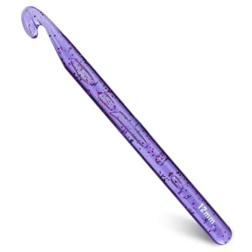 Image of QMNNMA 12 mm Crochet Hook, Large Crochet Hooks for Chunky Yarn-Purple | Big Crochet Hooks, Jumbo Crochet Hooks, Giant Crochet Hook, Ergonomic Knitting Needles Crochet Needle for Beginners