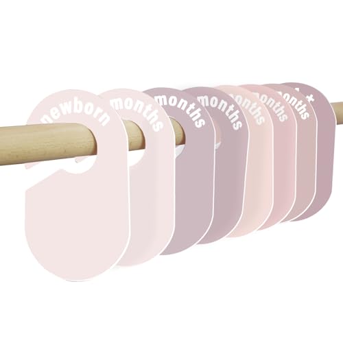 lethooly 8 Pack Baby Closet Dividers Pure Green Nursery Organizer for Baby Clothes 0-24 Months Closet Size Markers Baby Clothing Organizer for Nursery (blush)