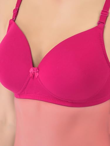 Image of Softline Women's Cotton-Rich Wire-Free Padded Bra | Full Coverage, Seamless & Breathable for Everyday Comfort | Soft Fabric with Supportive Fit for All-Day Wear