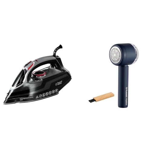 Russell Hobbs Wäschepflege-Set: Dampfbügeleisen [3100W, 210 g Extra-Dampfstoß] Bügeleisen Power 20630-56 + Fusselentferner [Leicht & Kompakt] Revive 27660-56