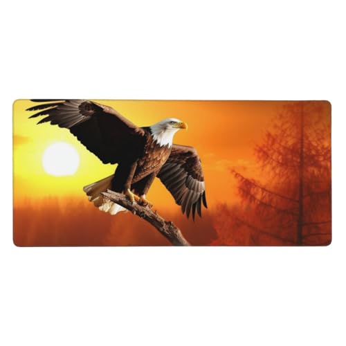大型デスクマット 35.4 x 15.7インチ 拡張ゲーミングマウスパッド XXL ゴールデンサンセットハゲワシキーボードマット ロングマウスパッド デスクデコレーション ライティングパッド デスクトップマット ノートパソコンマウスパッド オフィスホーム用