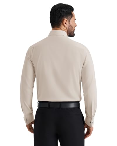 Image of Alimens & Gentle French Cuff Regular Fit Dress Shirts (Cufflink Included) | Office Work,Business Casual,Wedding,Formal Event,Interview,cufflink,Soft,Breathable,Polyester Cotton