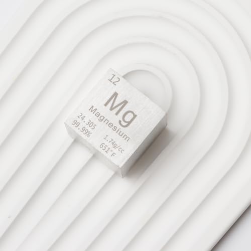 Pevfeciy 1 Inch MagnesiumWürfel 25,4 mm Metall Dichte Würfel reines Metall hohe Dichte Element Würfel für Element Sammlungen Labor Experiment Material Hobbys