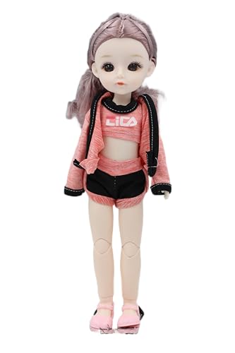 Image of Tickles Movable Joints Cute Beautiful Eyes Fashionable Dress Doll for Kids Girls (Color: Orange & Black Size: 30 cm)