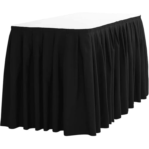 Dekoracja spódnicy stołu, Spódnica na stół bankietowy, wesele, impreza, hotel, poliester, prostokąt, wielokolorowy, 10 stóp(Black)