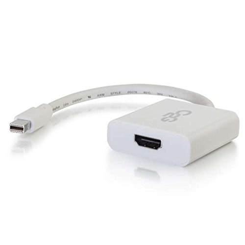 C2G Mini Display Port Adapter, 4K, Display Port to HDMI, Male to Female, Active, White, 8 inches, Cables to Go 54308