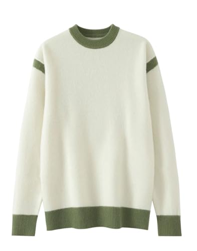 Rfmfkkg Men's Wool Sweater Crewneck Casual Knitted Contrasting Color Pullover Long Sleeved Sweaters2