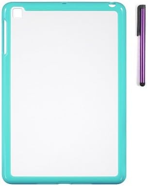 Premium New Apple Ipad Mini Protective Cover Case Surrounded By Black Shock Absorbent TPU Border With Purple Stylus Touch Screen Pen (Teal)