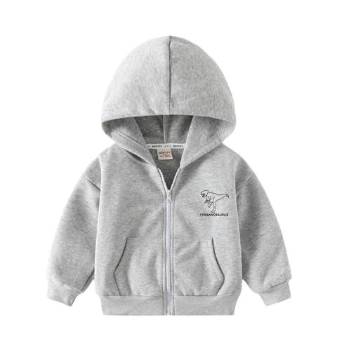 Meufam Baby Boys Toddler Dinosaur Hoodies Jacket Long Sleeve Zipper Hooded Sport Sweatshirt Coat Outerwear for Kids