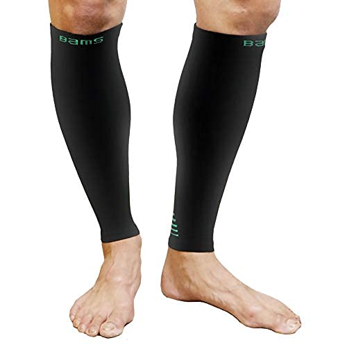 BAMS Bamboo Leg & Calf Compression Sleeve for Men & Women- Shin Splints, Running