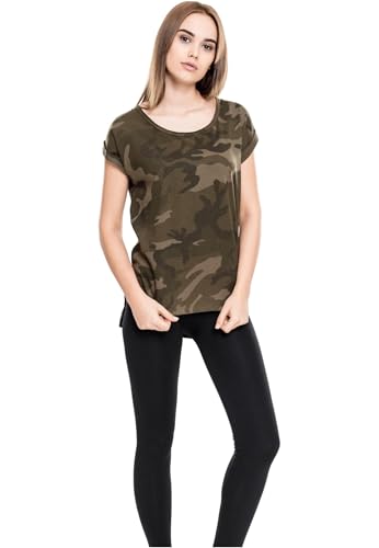 Urban Classics T- Shirt pour Femme - Multicolore (Camouflage Foncé 00784) - S