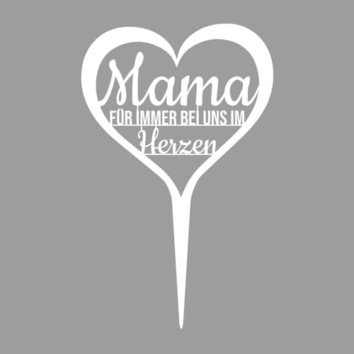 Illumino Grabschmuck Grabstecker Wetterfeste Grabdekoration aus Stahl mit Trauerspruch I Mama für Immer bei Uns im Herzen I Eine liebevolle Erinnerung