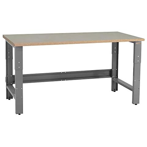 Table & Workbench: 1" Thick Particle Board Top, Height Adjustable Bench - 30" D x 48" L x 30" - 36" H - by BenchPro Cover