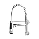 ZYCDP Grifo de Fregadero de Cocina de Pared Grifo Cocina Muelle, Grifo Cocina Fregadero 2 Mandos Grifo Cocina Laton Grifo de Cocina Extensible Cromo