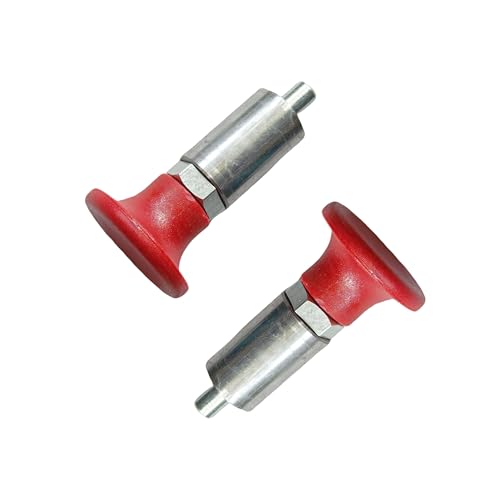 Handle Locking Spring-Loaded Pull pin, Welded Steel Drum Dowel pin Red Handle/Extended Black tie Rod knob (Red Handle Dia:2/5in -2pcs)