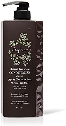 Saphira Mineral Treatment Conditioner for Fine, Thin and Color-Treated Hair, Sulfate-Free, Paraben-Free, Softens and Volumizes Delicate, Damaged or Chemically Treated Hair, 34 Ounce