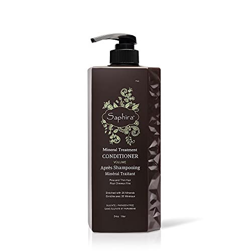 Saphira Mineral Treatment Conditioner For Fine, Thin And Color-Treated Hair, Sulfate-Free, Paraben-Free, Softens And Volumizes Delicate, Damaged Or Chemically Treated Hair, 34 Ounce #TOP3