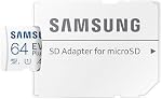 Samsung EVO Plus microSD Carte mémoire + Adaptateur, 64GB microSDXC, Vitesses jusqu'à 160 MB/s, UHS-I, C10, U1, V10, A1, Mettre à niveau le stockage pour les téléphones, tablettes, consoles de jeux, DSLR Appareils photo, PC, MB-MC64SA/AM