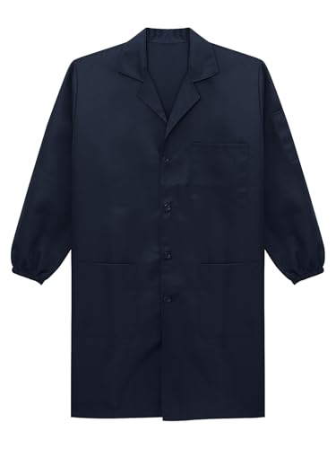Image of Mens Lab Coats Unisex Workwear Uniform Work Resistant V Neck Long Sleeve Science Lab Coat Jacket
