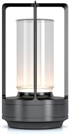 YYXGOOB Cordless Portable LED Table Lamp, Rechargeable Battery Operated Desk Lamp with Touch Sensor, 3-Way Dimmable Suitable for Bars/Cafes/Restaurants/Bedrooms/Camping (Grey)