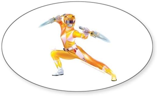 CafePress Power Rangers Yellow Ranger Pose Sticker Oval Bumper Sticker Car Decal