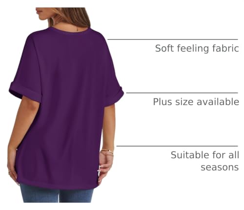 Image of ATHMILE Womens Oversized T Shirts Summer Tops Spring Casual Loose Fit Workout Short Sleeve 2026 Beach Vacation
