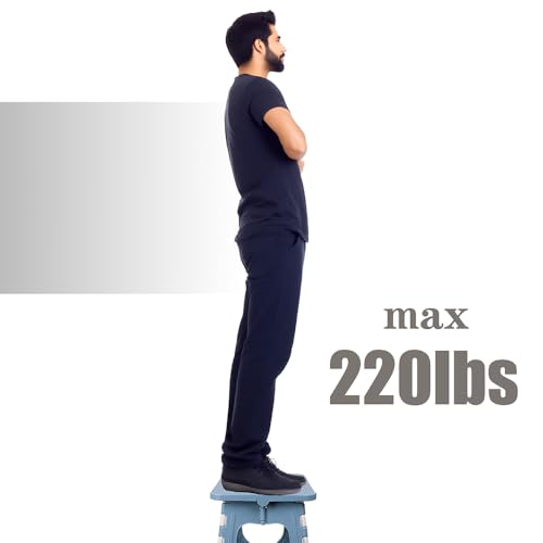 Image of Plastic Folding Stool, Portable and Hanging. Non Slip Folding Stools,12inches,30cm(Light Blue) 1PCS