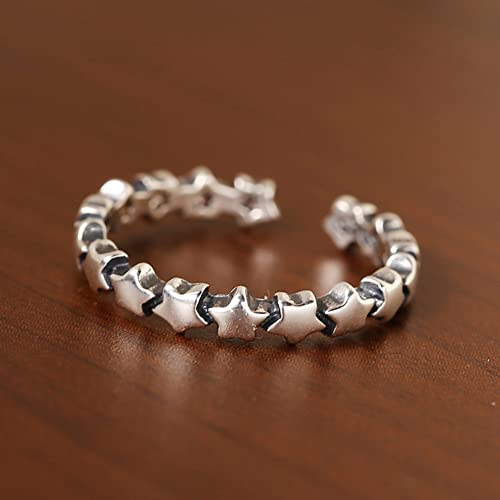 NewZenro Retro Star Open Adjustable Stacking Band Ring for Women S925 Sterling Silver Dainty Vintage Stars Statement Engagement Tiny Finger Rings Jewelry Gifts for Bff Daughter Her Birthday4