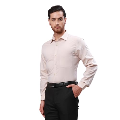 Image of Raymond Men's Pure Cotton Structure Pattern Slim Fit Semi Cutaway Collar Full Sleeve Formal Shirt