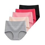 Genérico Bragas Alta Cintura Mujer Pack 5, 100% Algodón, Calzones Completos, Ropa Interior Suave Multipack(L)