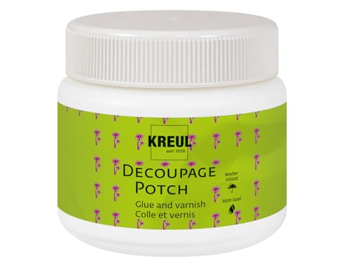 KREUL 48251   Art Potch Decoupage Barniz de cola satinado a base de agua para decoupage Tarro de 150 ml Se seca rápidamente y se vuelve transparente