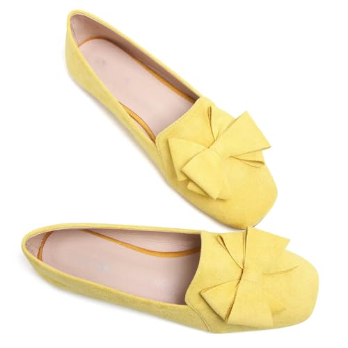 TN TANGNEST Women's Square Toe Bowknot Ballets Flats Slip on Solid Color Dressy Flat Shoes3